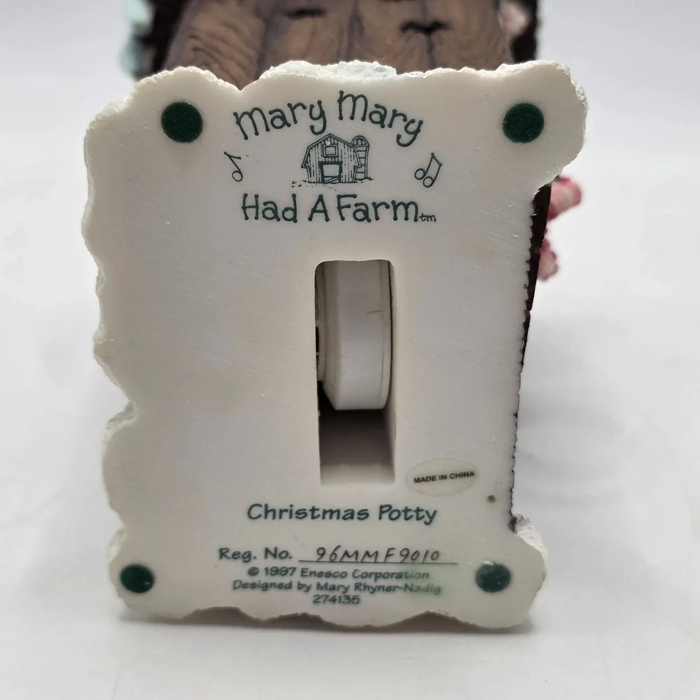 Enesco Christmas Mary Mary Had A Farm Cow Outhouse Figurine 1997 Vintage